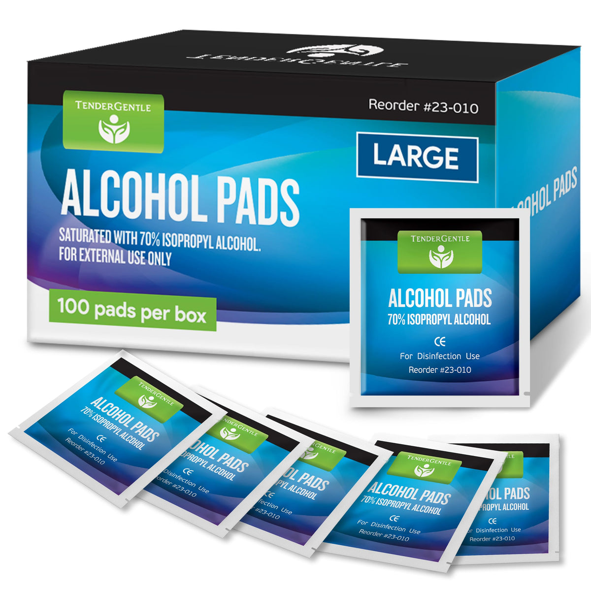 TenderGentle alcohol wipes, individually wrapped for clean skin prep.