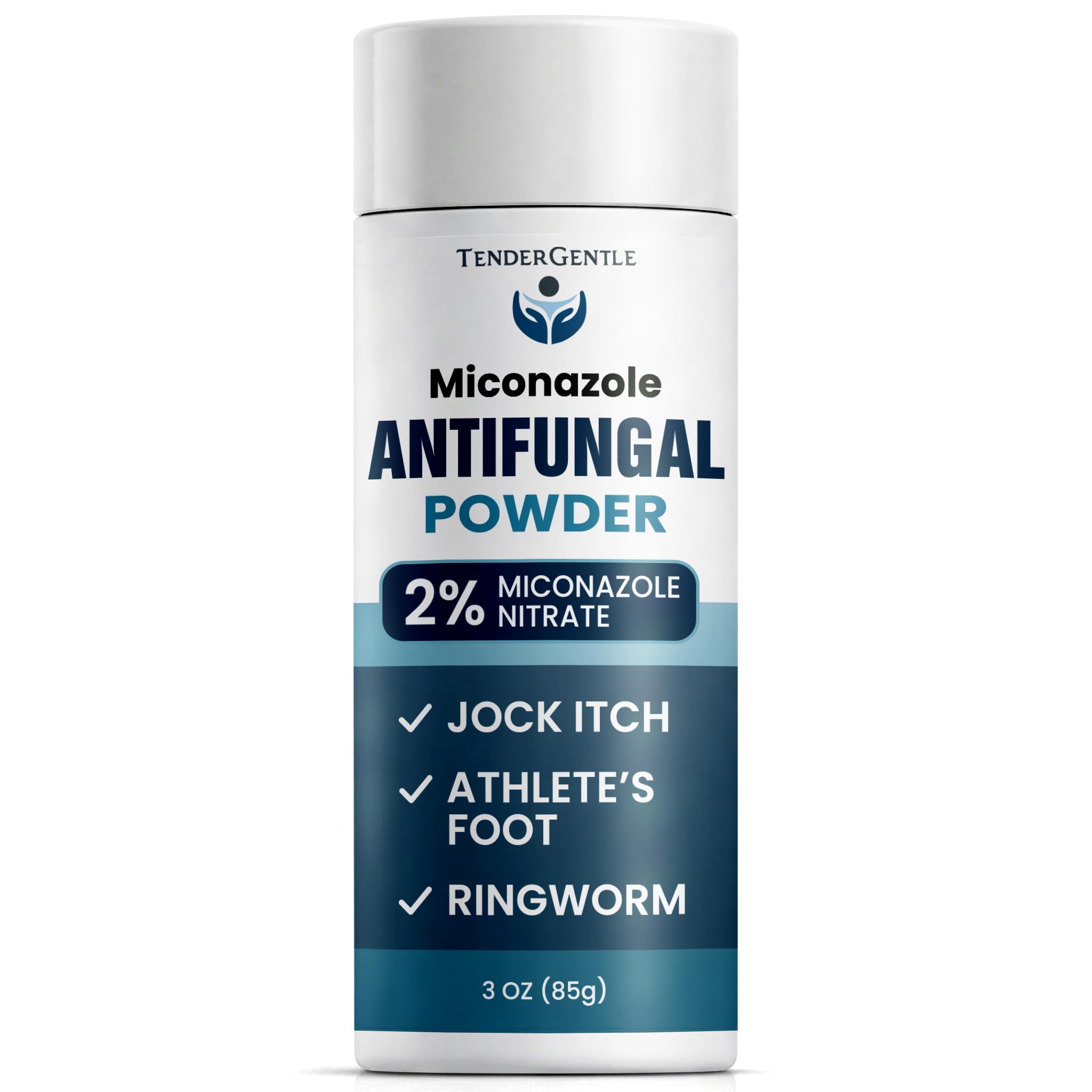 TenderGentle Miconazole Powder bottle, 3oz, ready for on-the-go relief.
