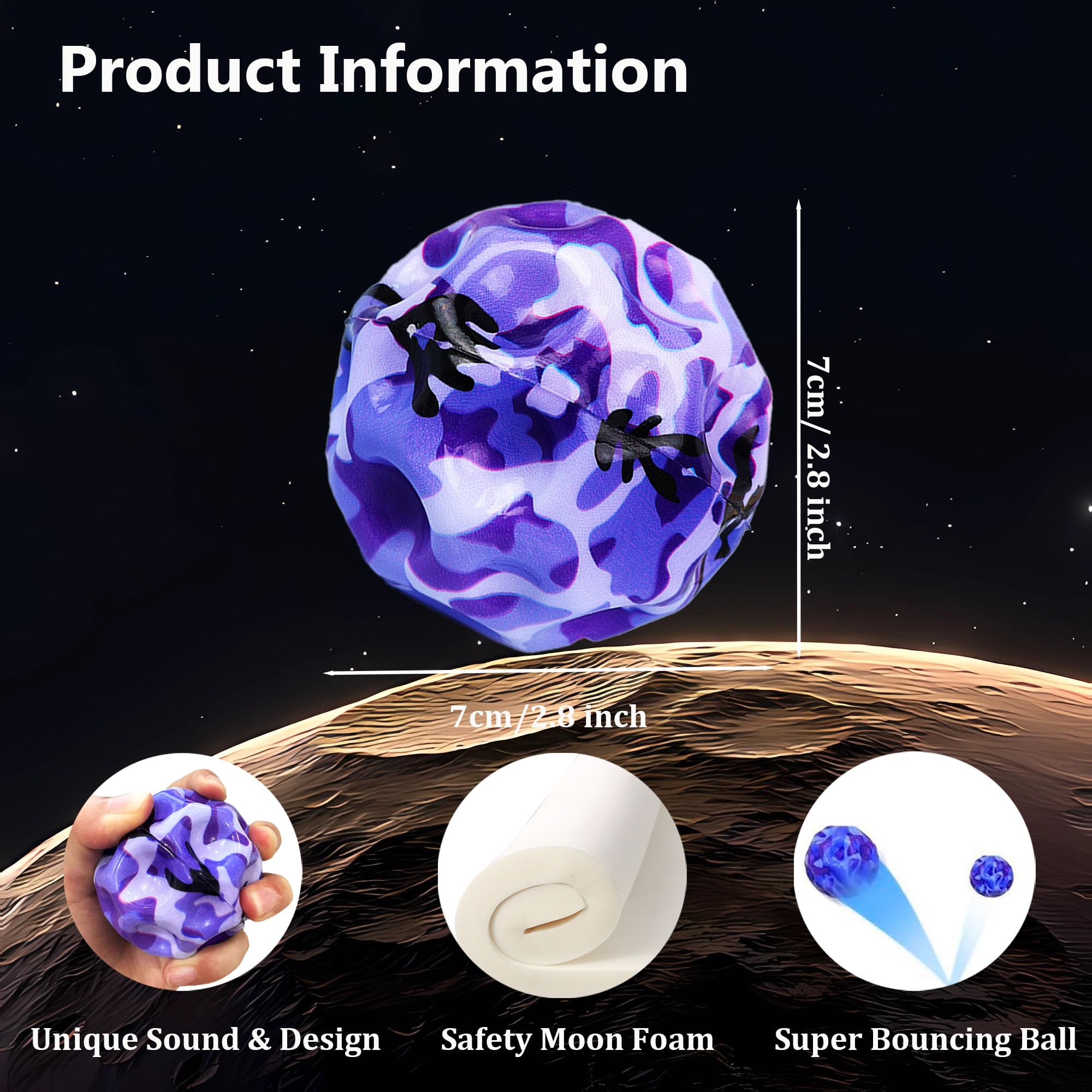 Tendry moon ball crater design adding unique rattle sound during bounce