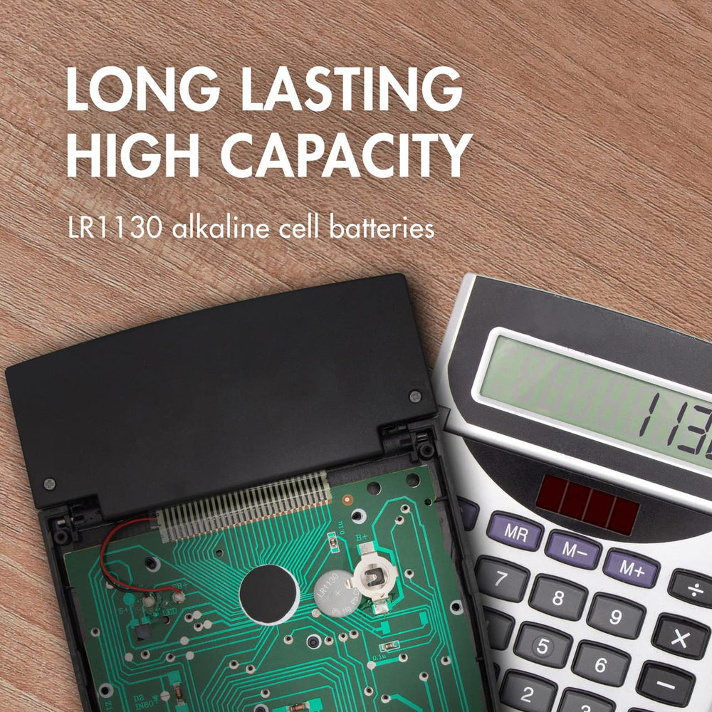 Tenergy AG10 calculator battery powers compact, reliable daily calculations.