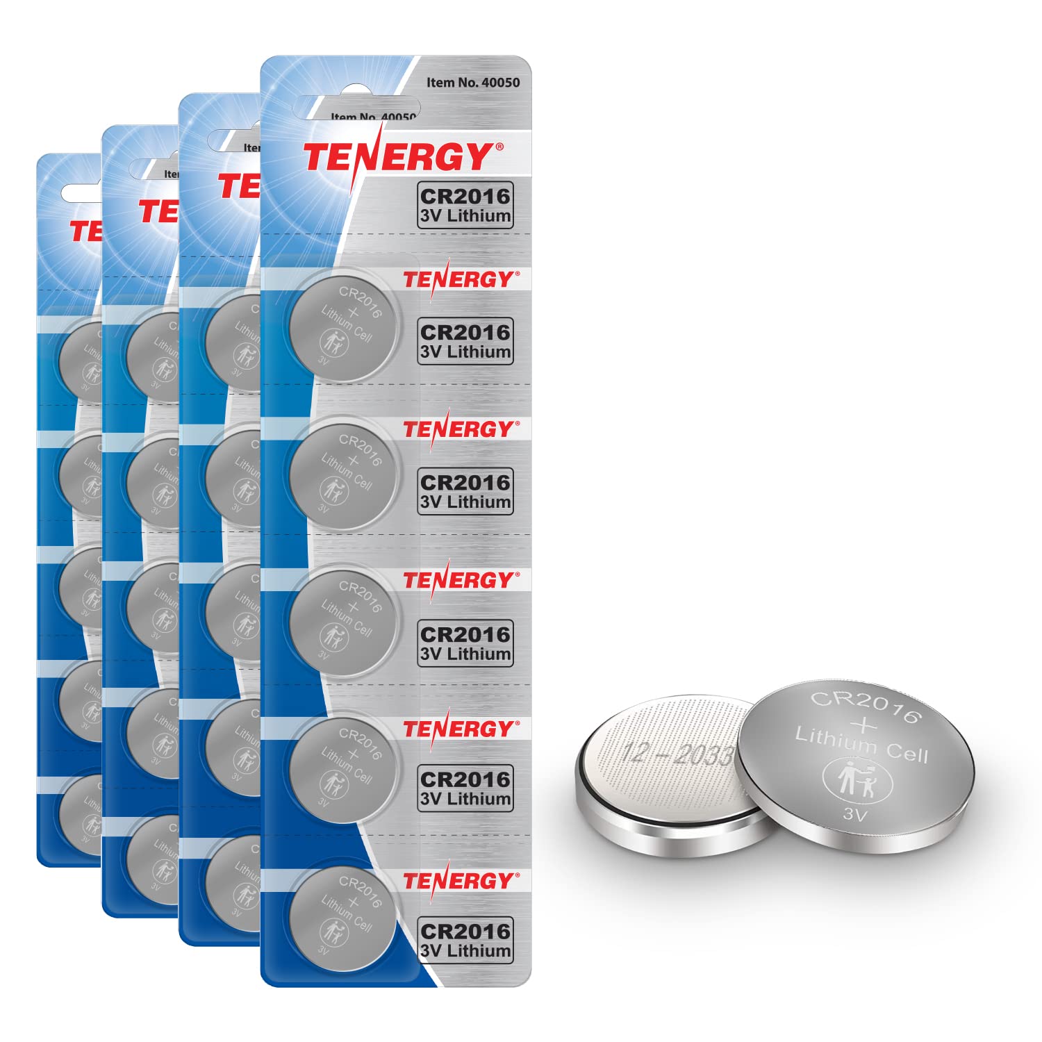 Close-up of a Tenergy CR2016 battery pack for reliable replacements in devices.