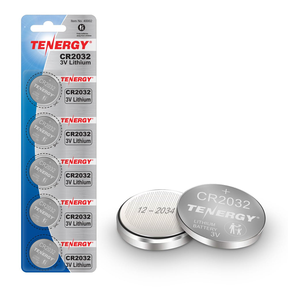 Tenergy CR2032 5-pack powering remotes and watches reliably.