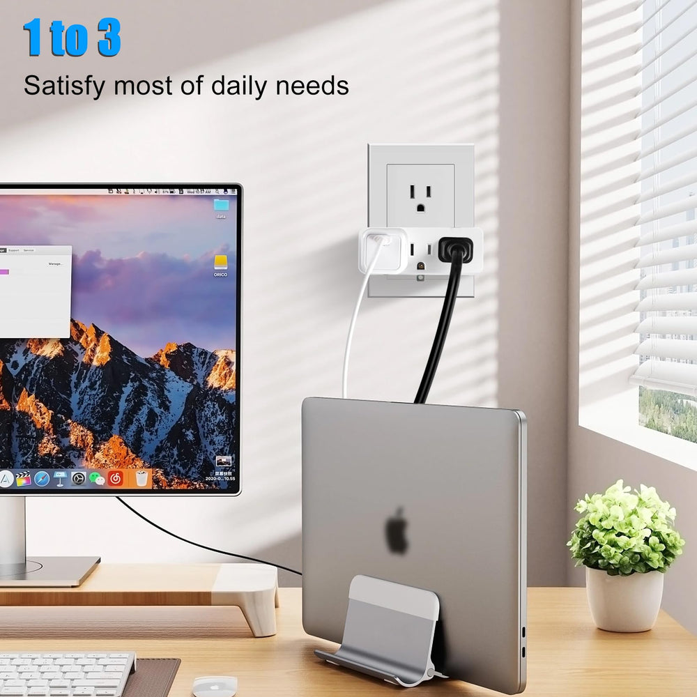TENINYU compact wall-plug splitter fits tight spaces without blocking outlets.