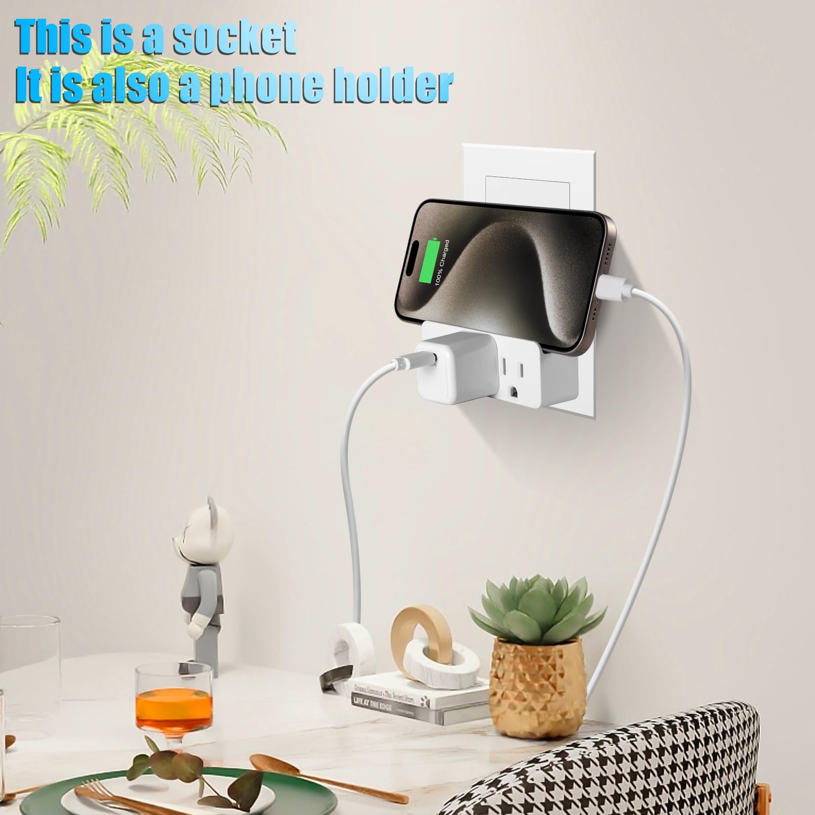 TENINYU triple-outlet converter front view for versatile power access.