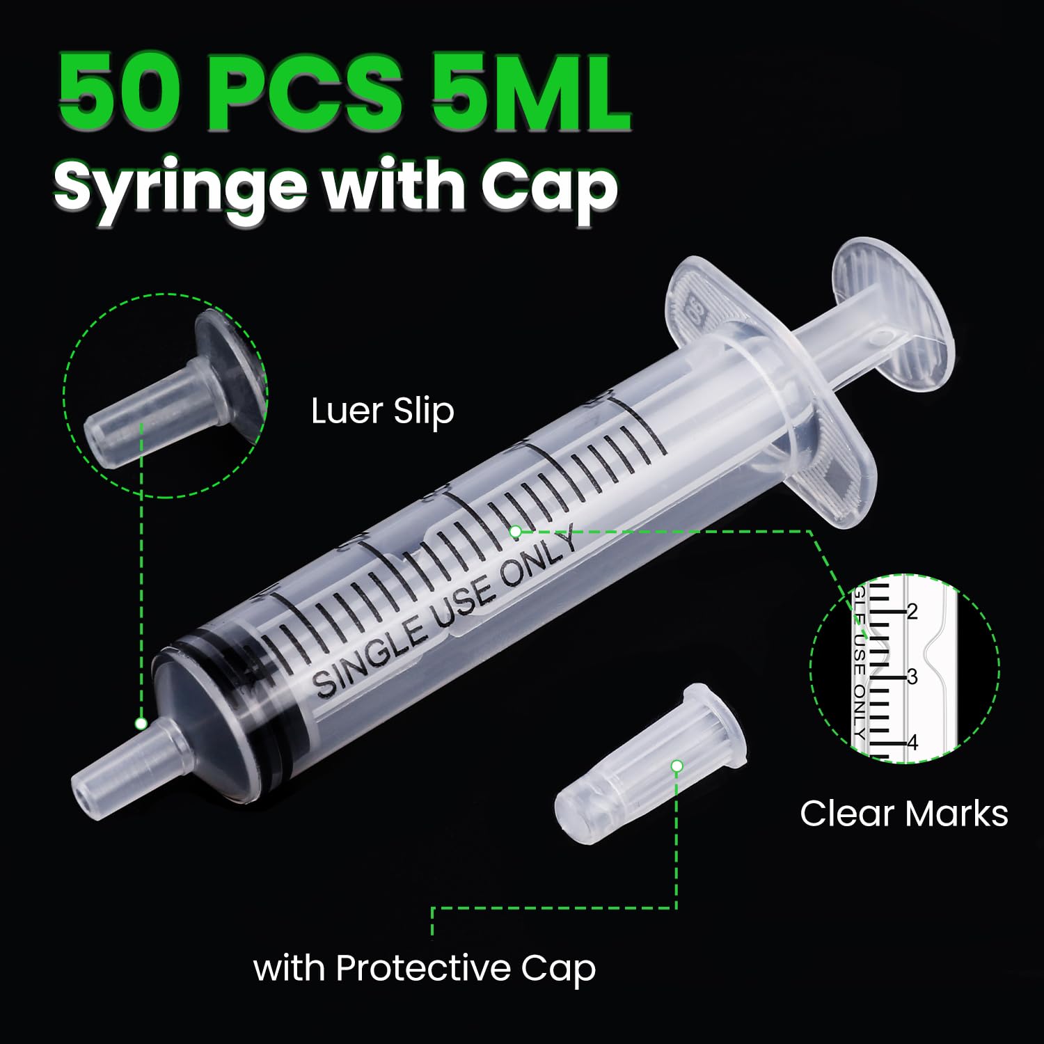 TENKAIWICK 5ml syringe with cap enables tidy, cap-protected liquid dispensing.