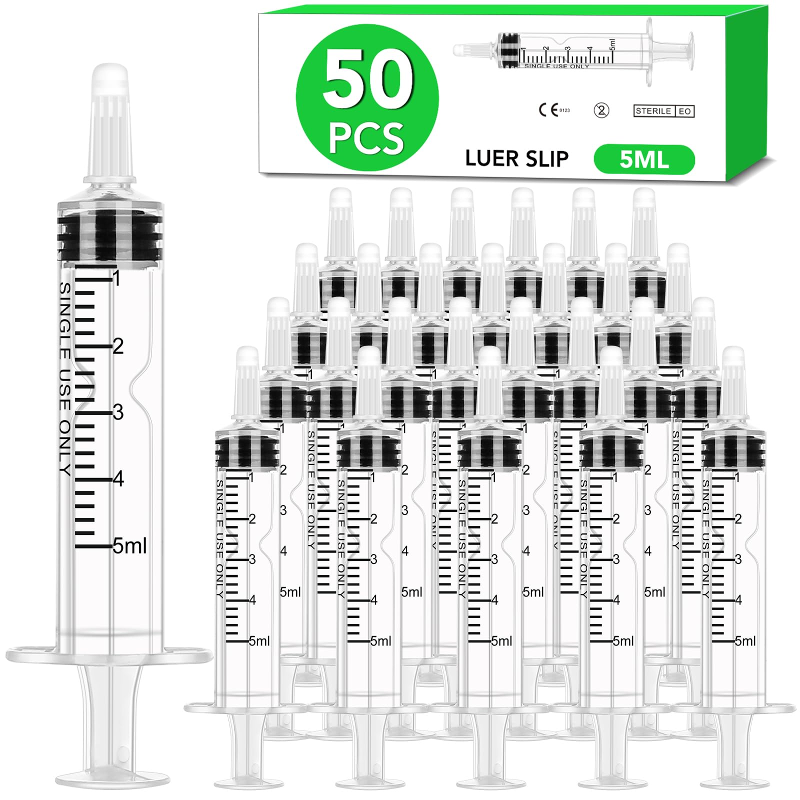 TENKAIWICK box of 50 5ml syringes with caps for clean, bulk dispensing.