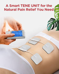 TENKER TENS Unit pads 2x2 attached, targeted stimulation for small areas.