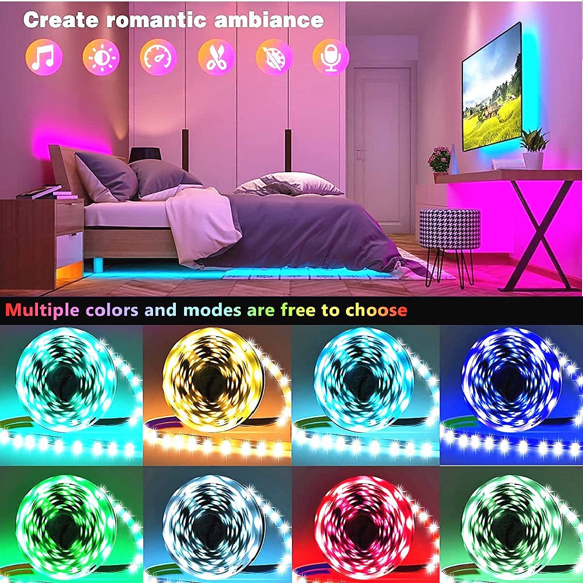 Tenmiro LED lights color changing RGB strip for vibrant room styling.