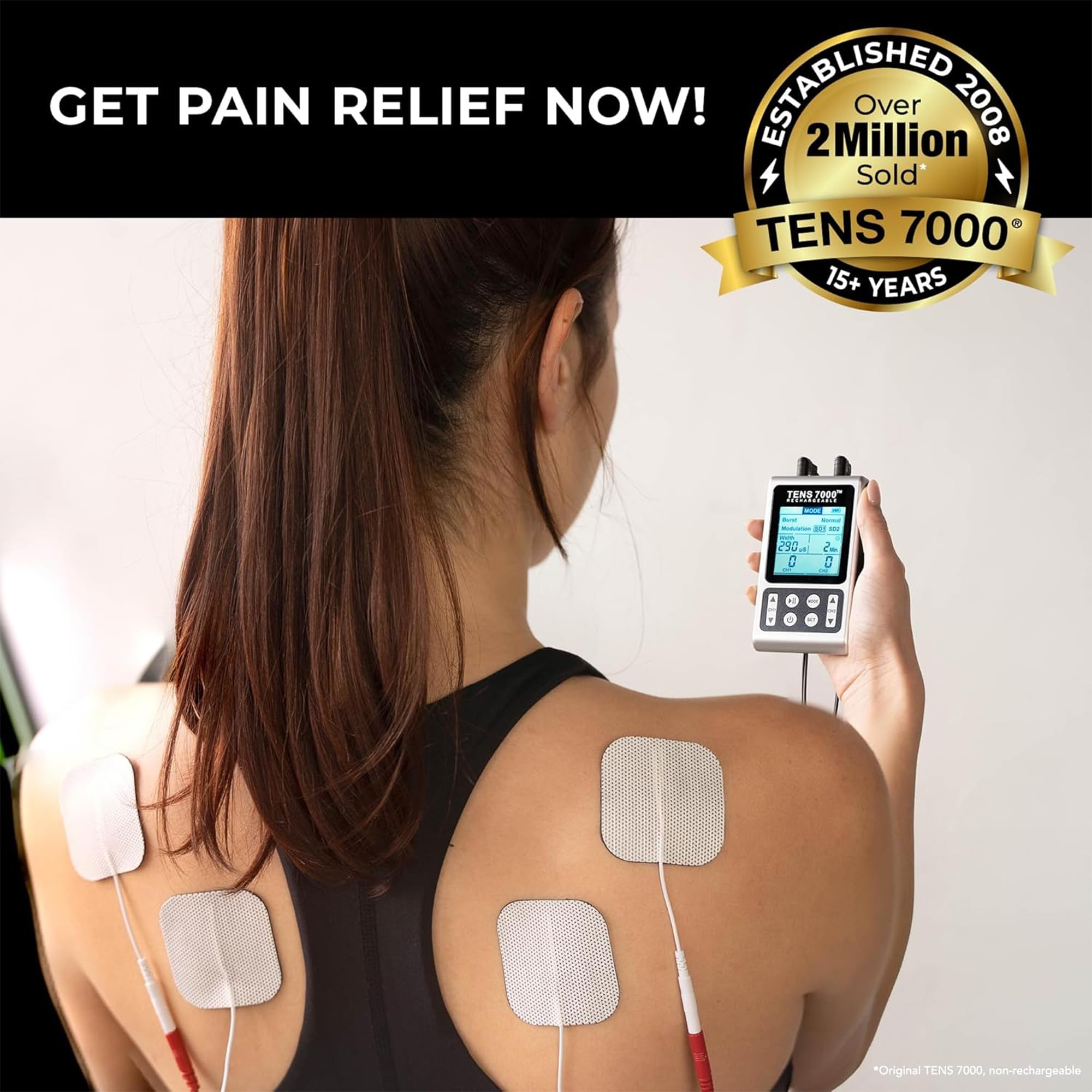TENS 7000 control panel with customizable settings