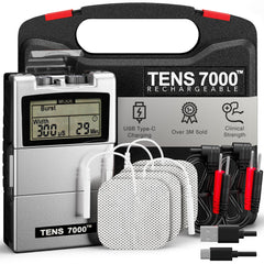 TENS 7000 front view rechargeable unit for targeted pain relief