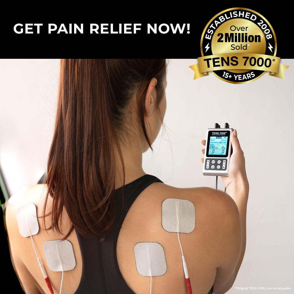 TENS 7000 Rechargeable Elite control panel with adjustable intensity for personalized therapy