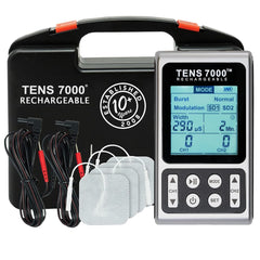 TENS 7000 Rechargeable Elite front view for portable pain relief on the go