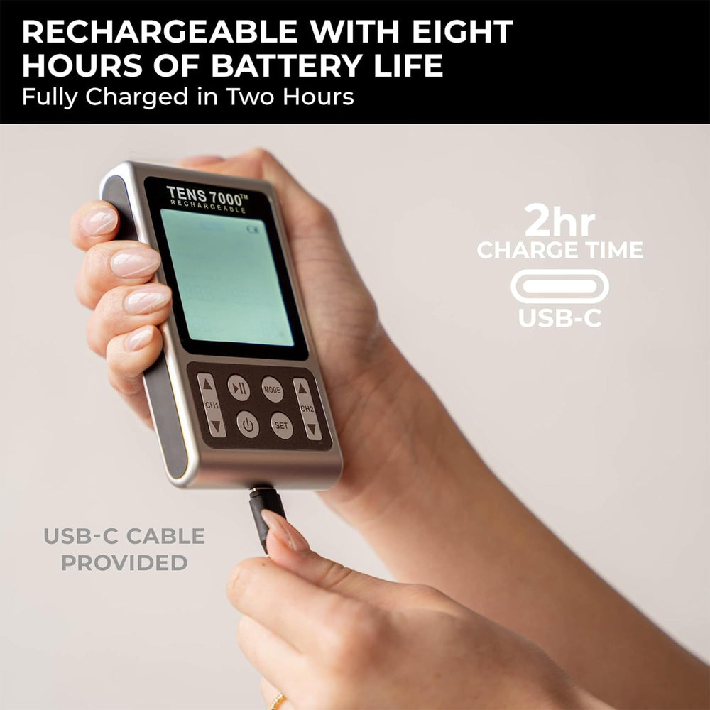 TENS 7000 USB-C charging keeps power ready on the go