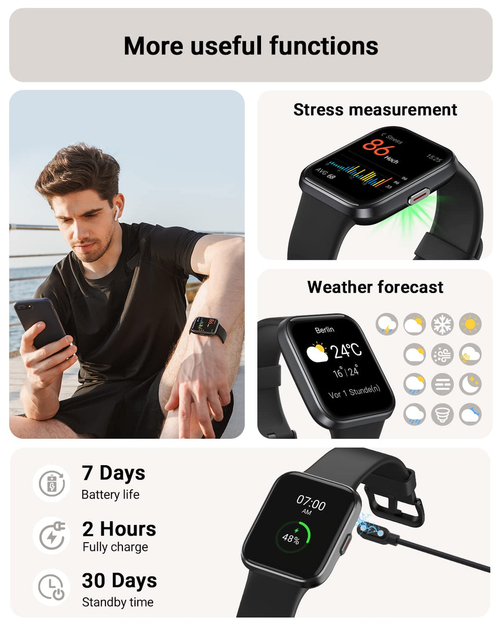 Tensky Smart Watch 100+ sport modes for versatile workouts