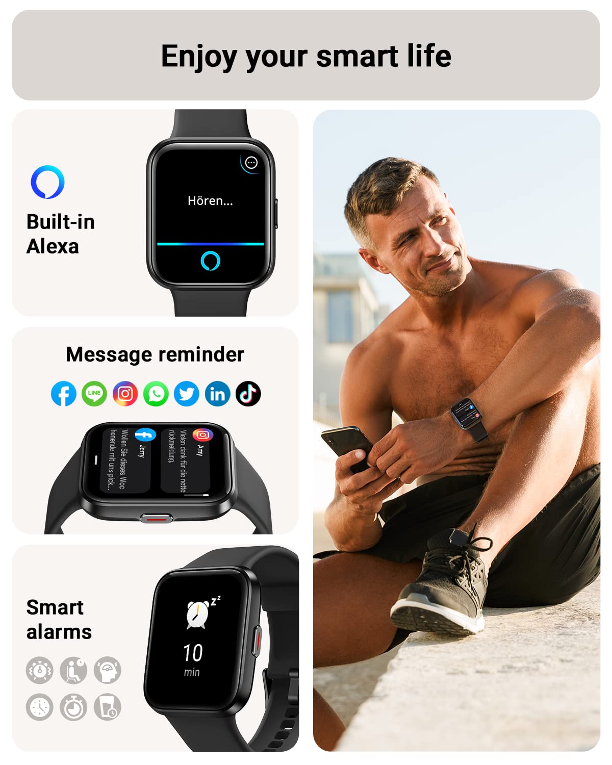 Tensky Smart Watch receiving calls and messages on the wrist