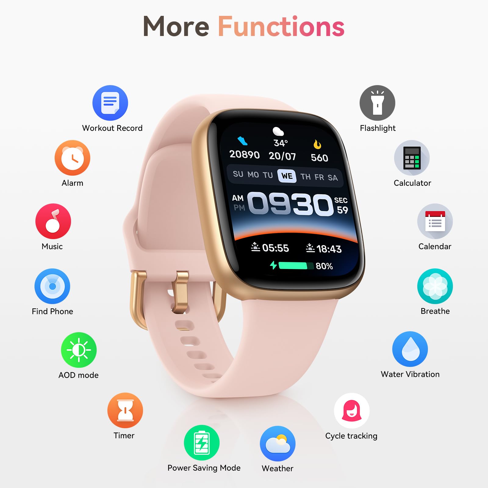 Tensky smart watch compatibility with iPhone and Android via VeryFit app.