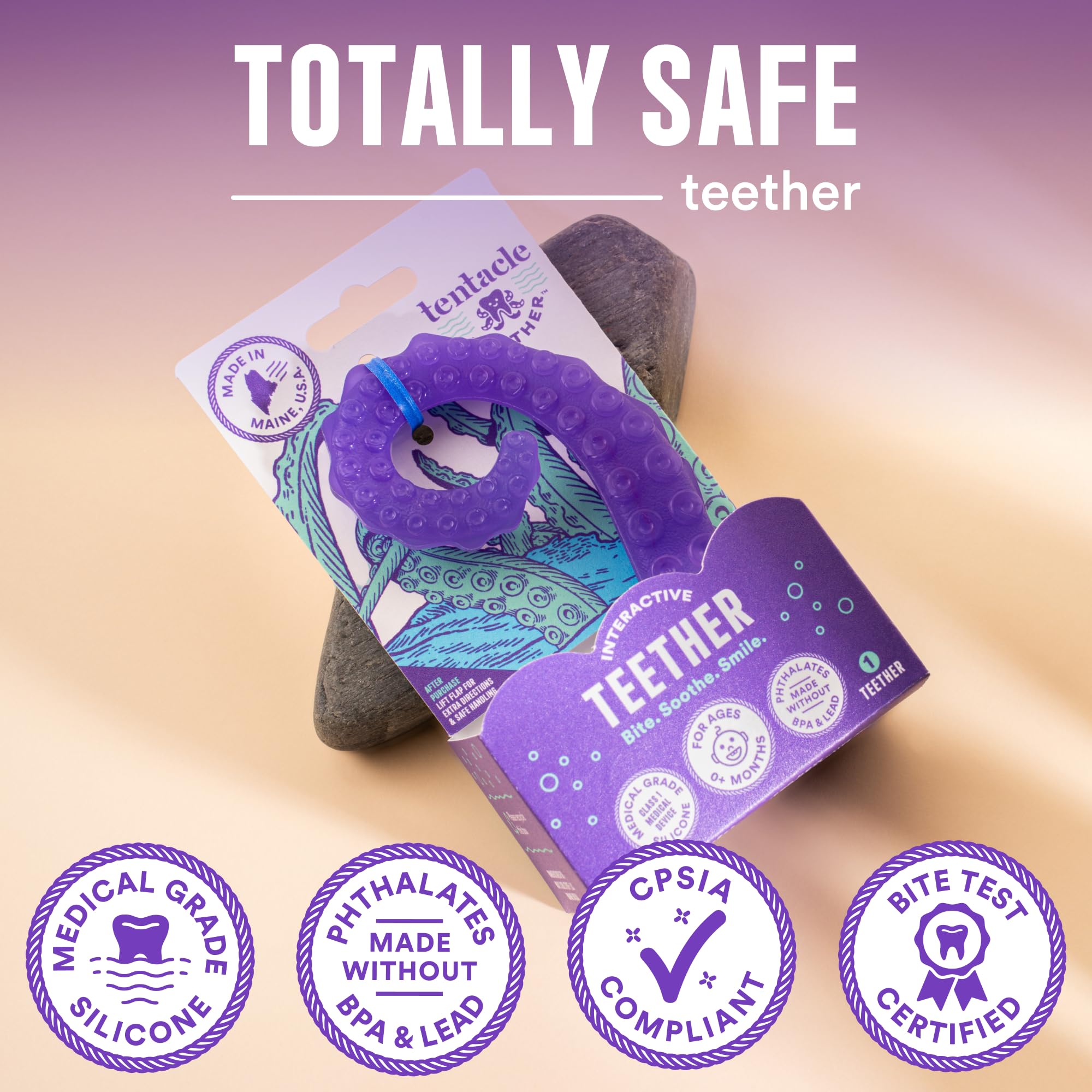 Tentacle Teether worn on finger for interactive baby play.