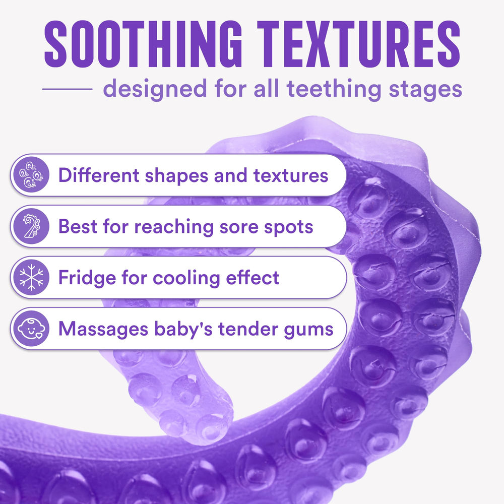 Tentacle Teether compact design fits in a diaper bag.