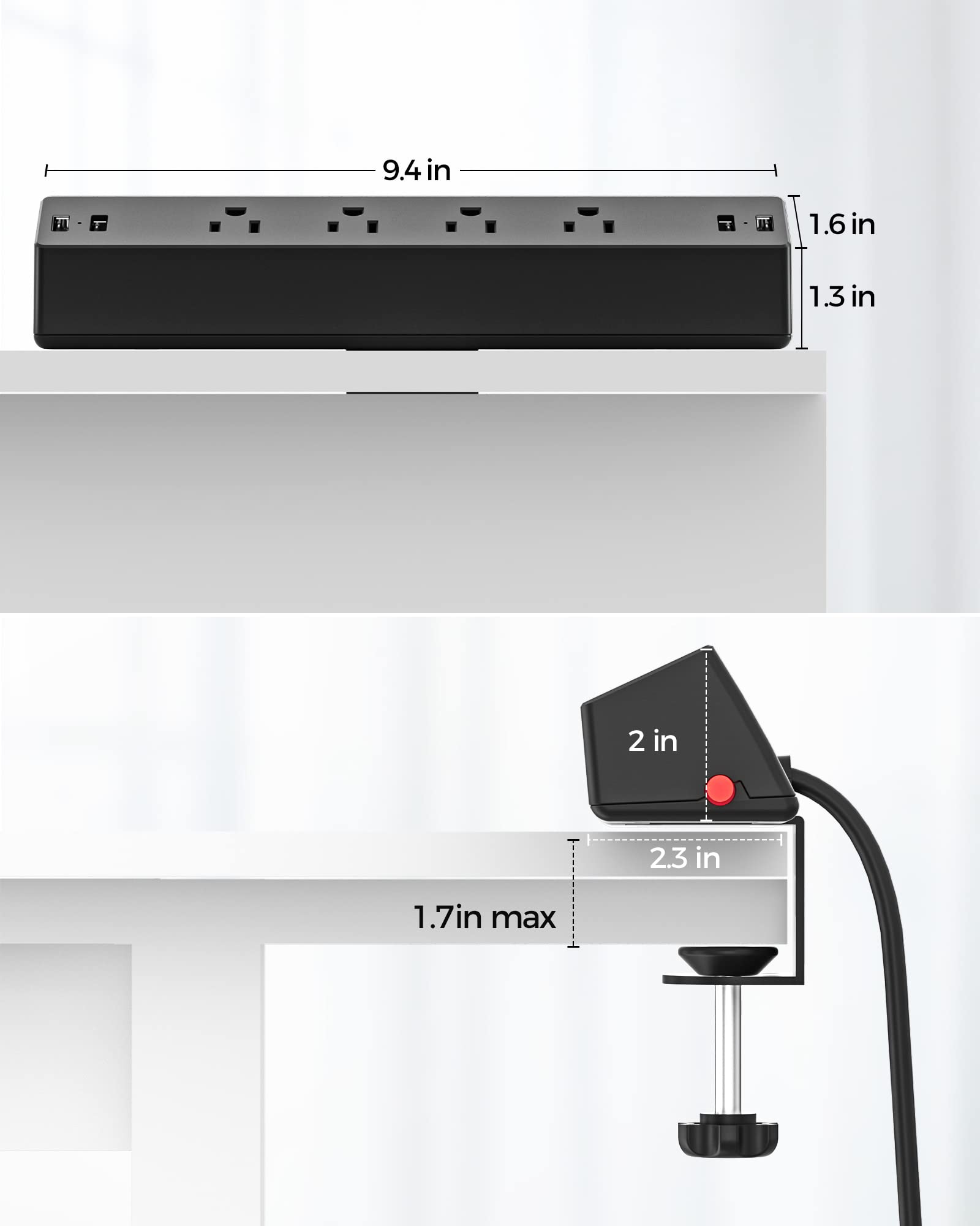 TenTrend easy-install clamp fits desks up to 1.7 inches thick