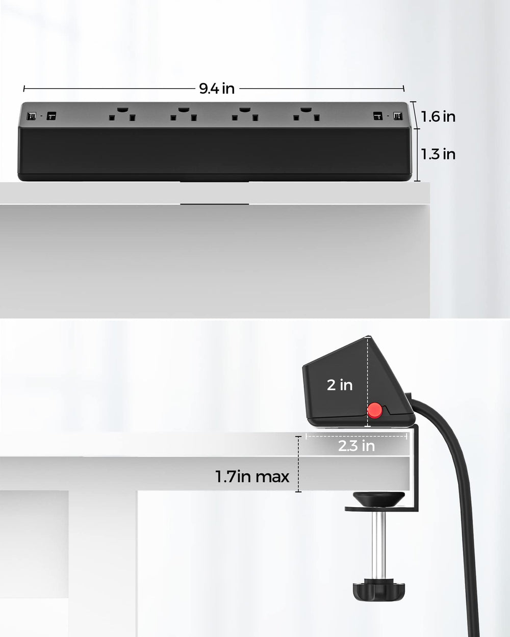 TenTrend easy-install clamp fits desks up to 1.7 inches thick