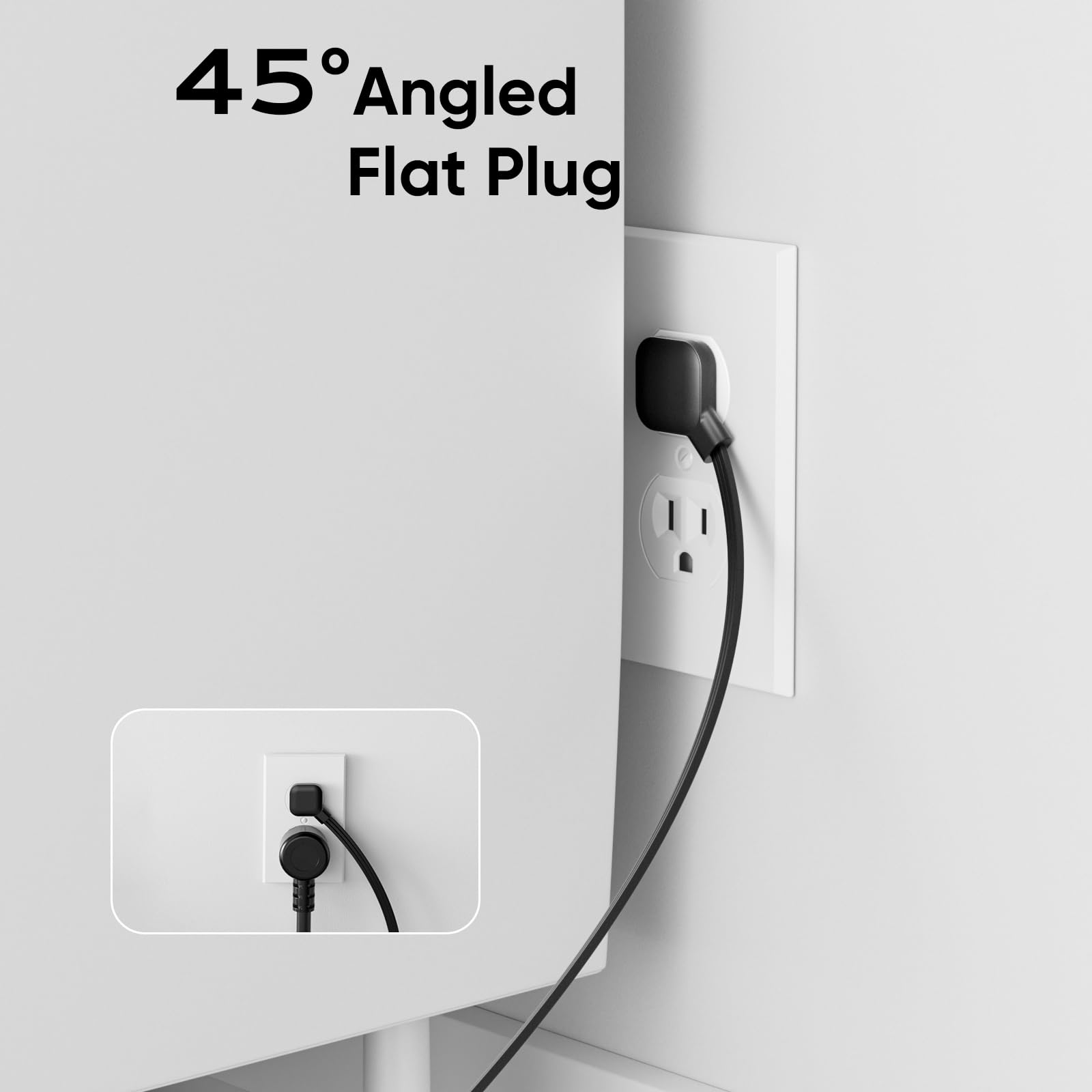 TenTrend flat plug hides behind furniture for a neat desk