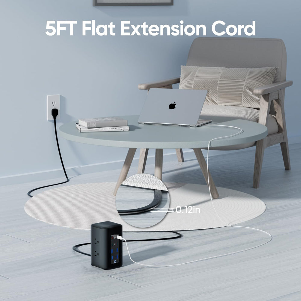 TenTrend Power Strip Tower dorm desk setup showcases space-saving organization.