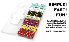 Compact TENZI storage case for organizing dice between rounds