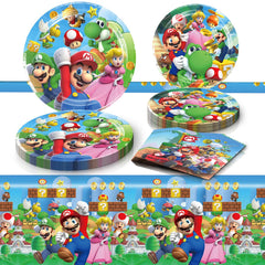 TEOY Mario party plates feature vibrant colors for a lively birthday celebration.