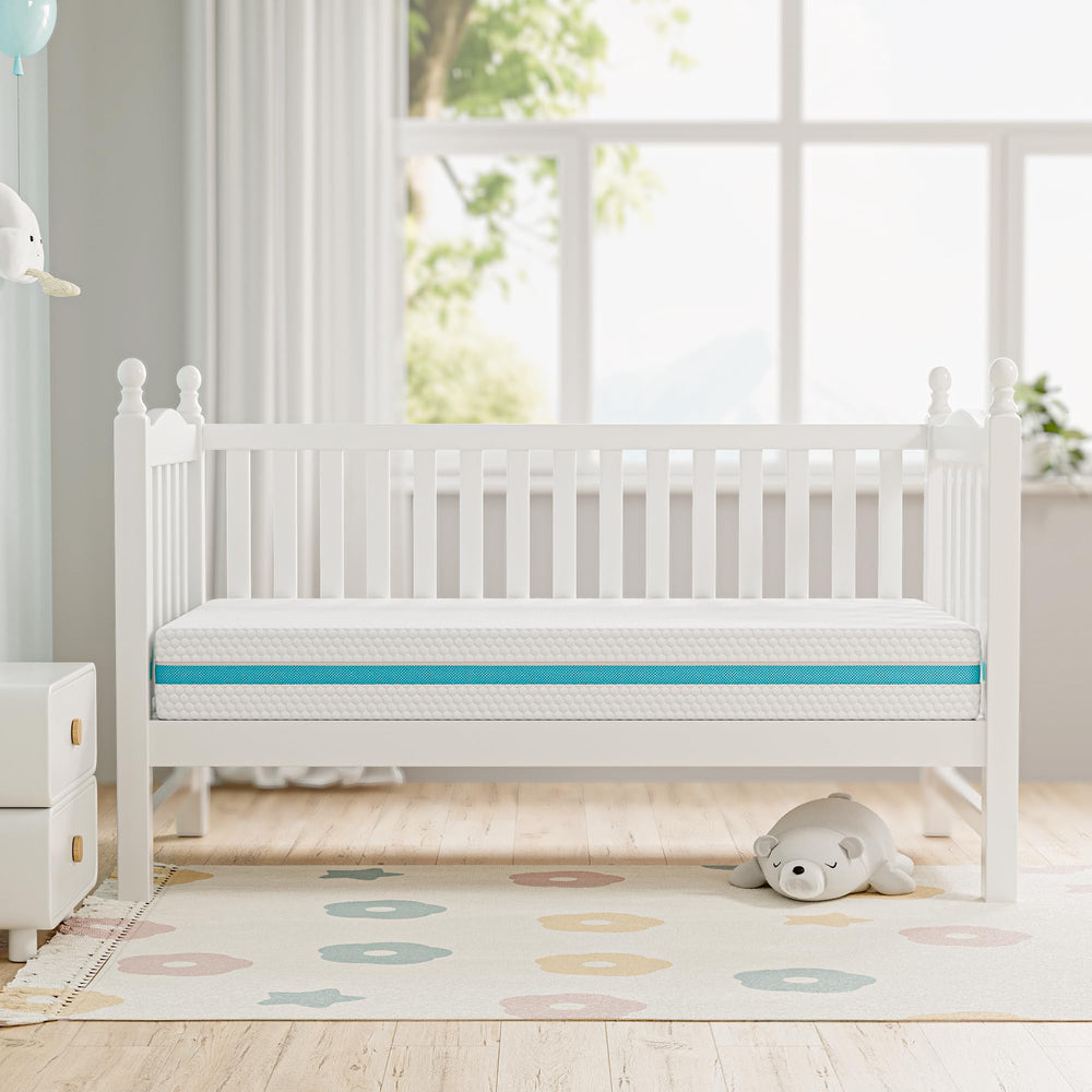 TeQsli dual-sided design supports infants with firmer side and toddlers with softer side