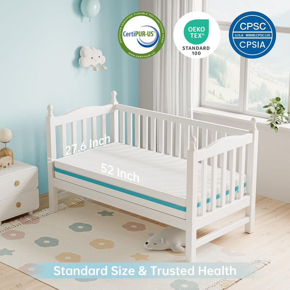 TeQsli standard size crib mattress fits full cribs and toddler beds securely