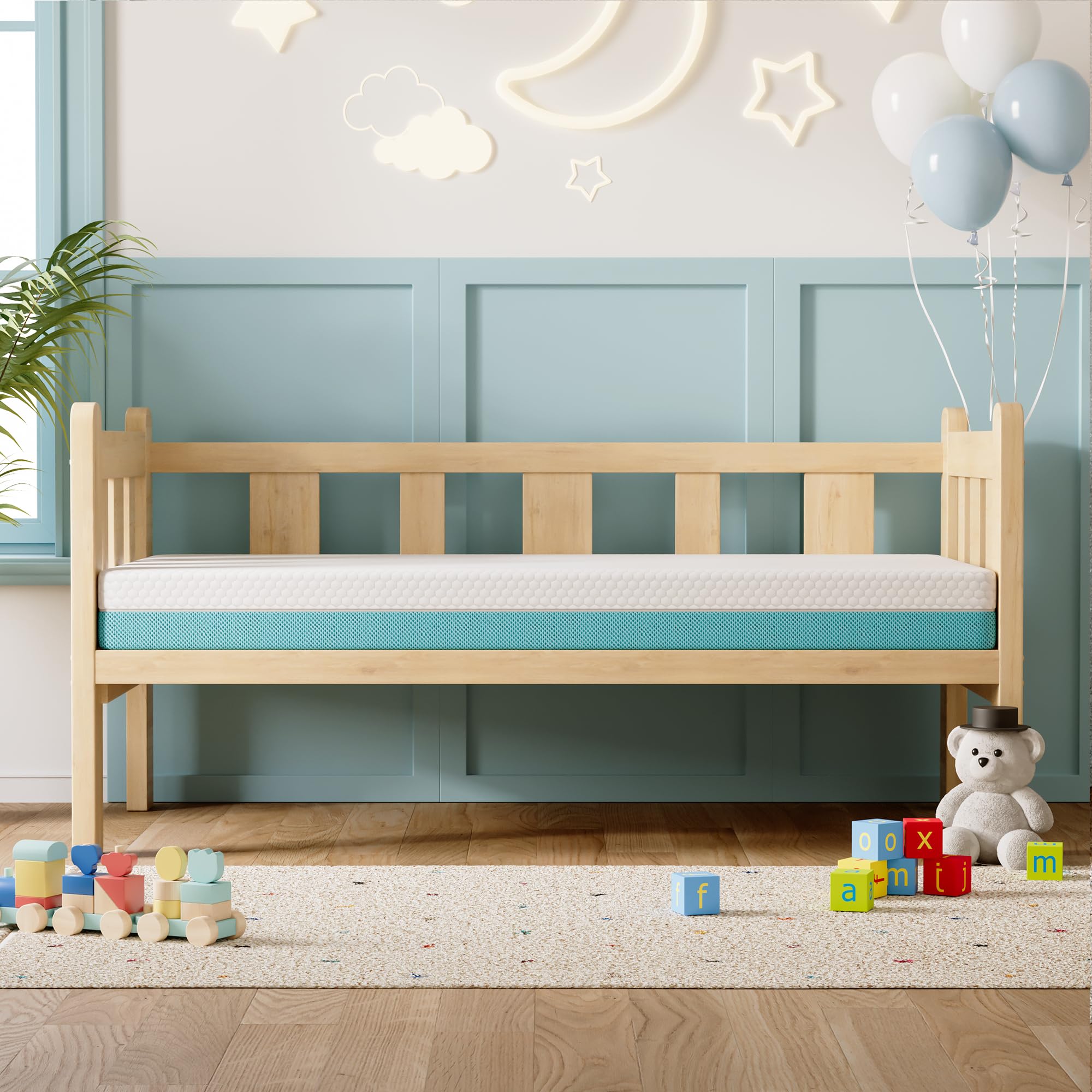 TeQsli safety-certified mattress with no fiberglass or chemical flame retardants