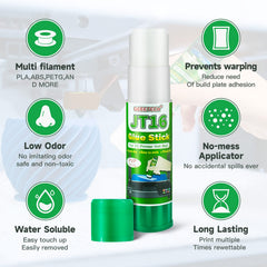 TEQStone glue stick is compatible with ABS, PLA, and PETG filaments.