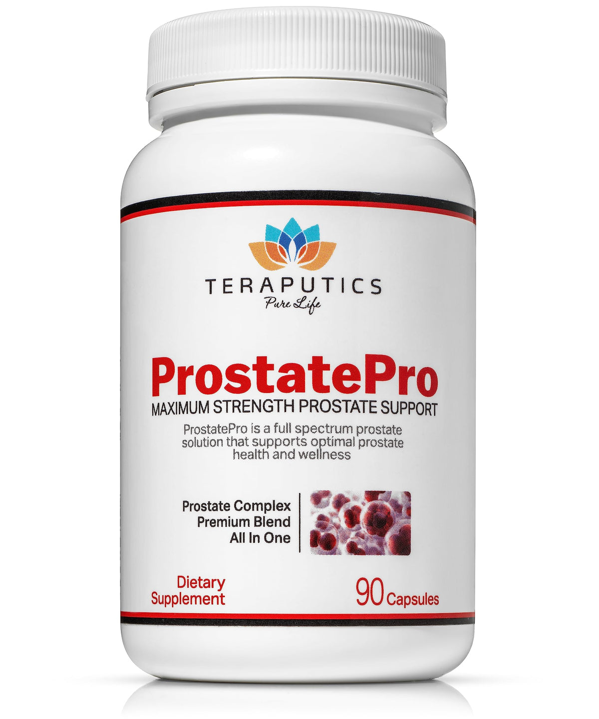 Teraputics ProstatePro bottle front view for prostate support.