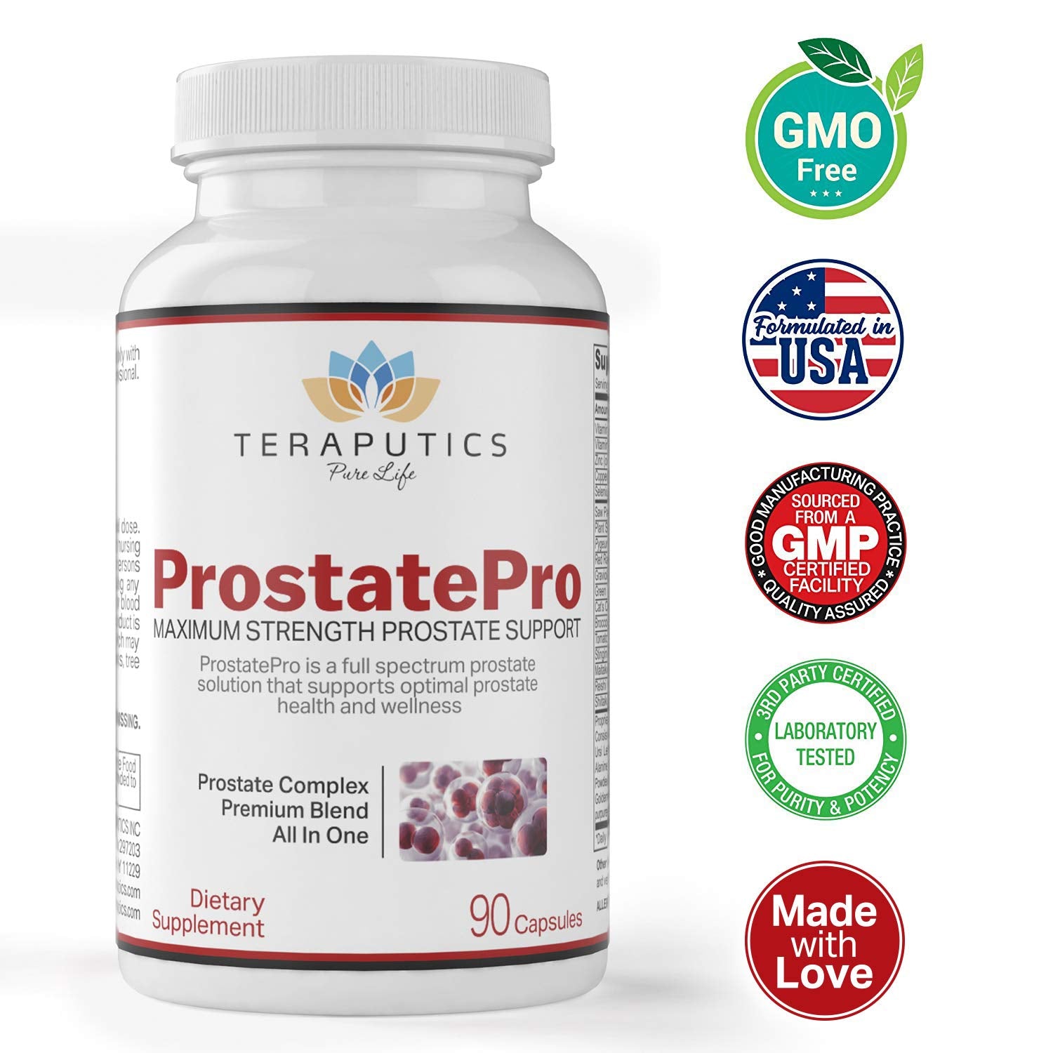 Teraputics ProstatePro with saw palmetto berries highlighted for potential prostate support.