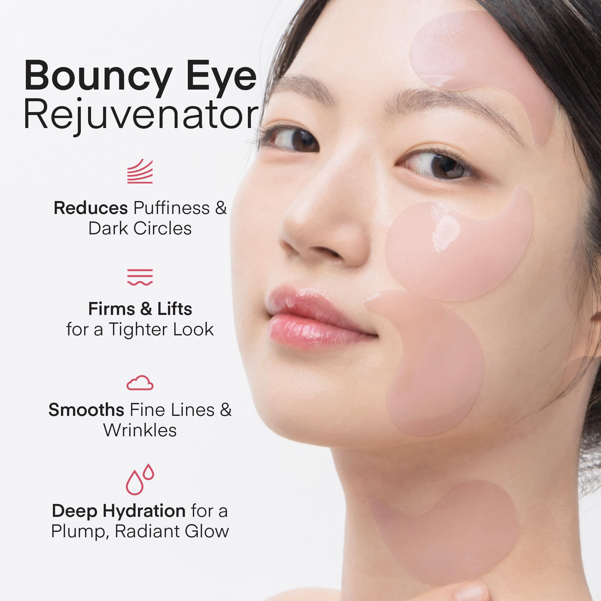 TEREZ & HONOR under-eye patches close-up show gel texture and smooth finish.