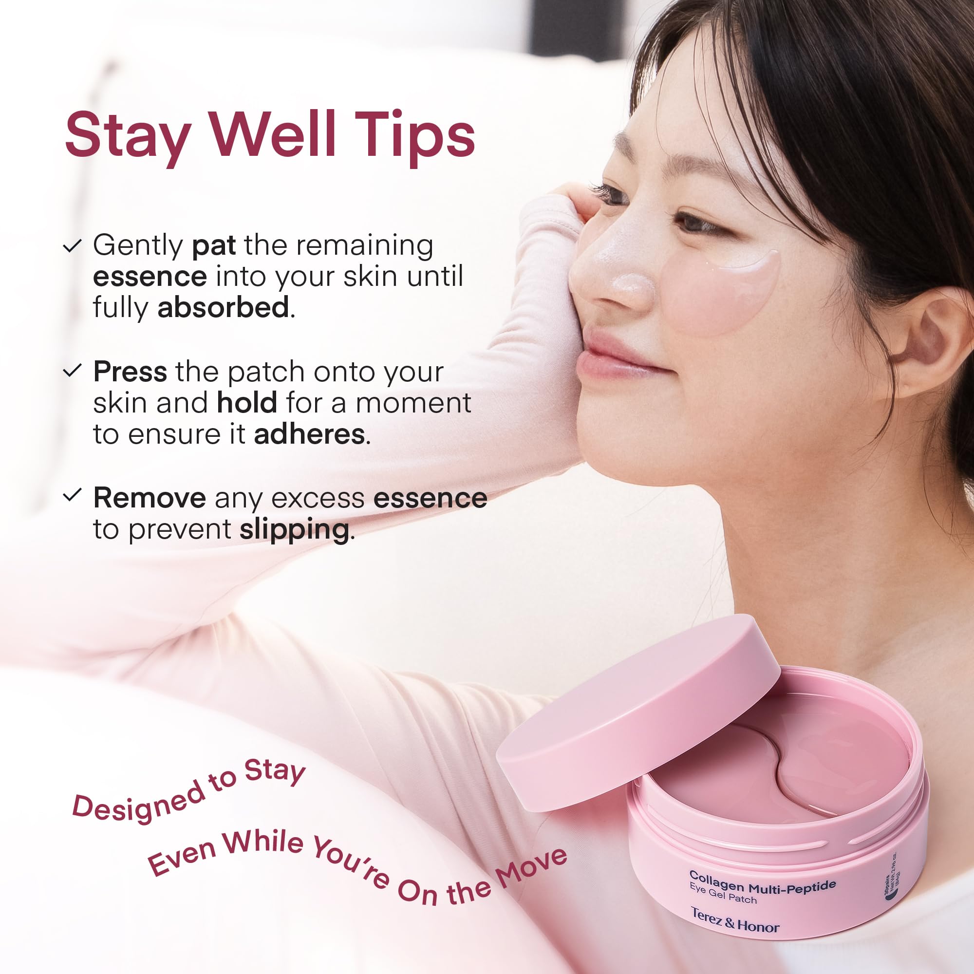 TEREZ & HONOR under-eye patches deliver peptides for firmer skin.