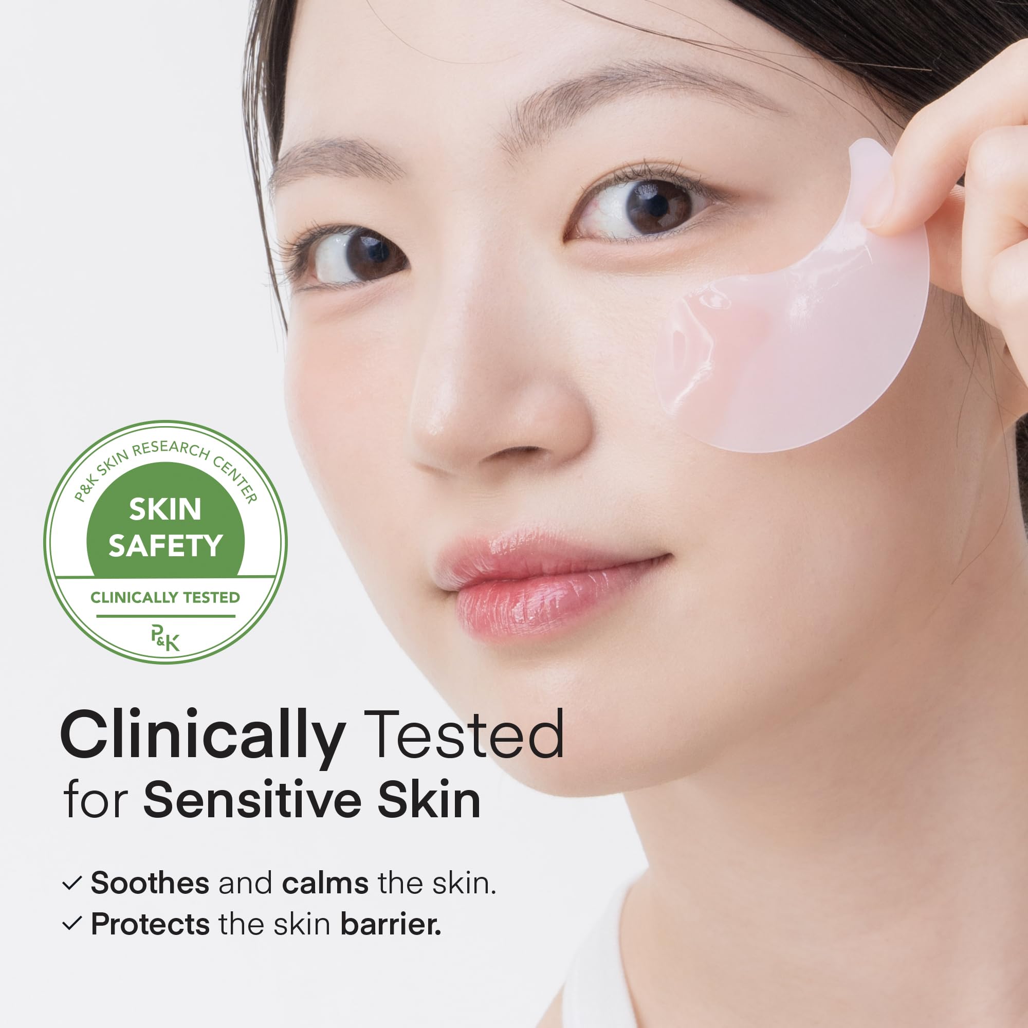 TEREZ & HONOR patches placed under eyes reduce puffiness with cooling feel.
