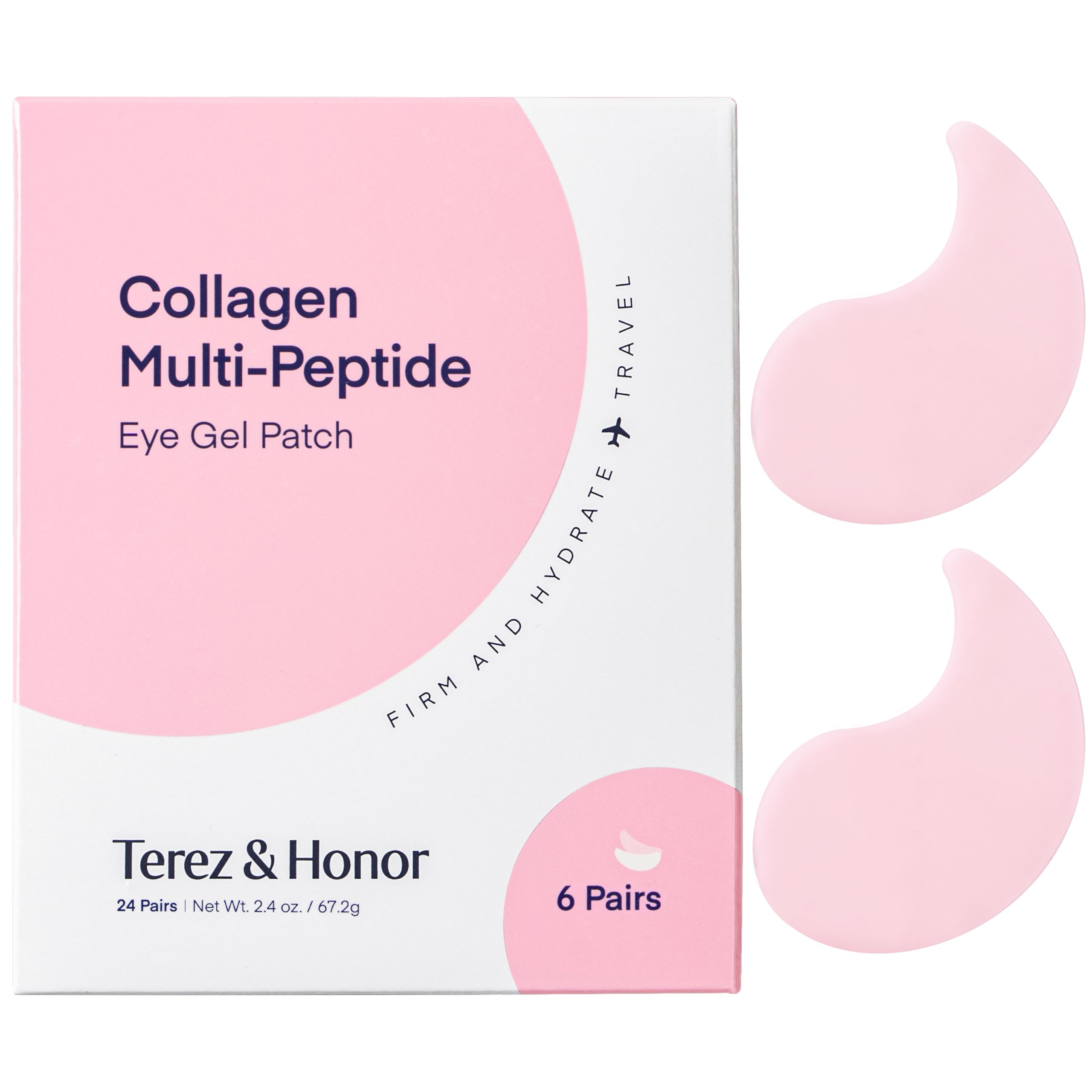 TEREZ & HONOR collagen under eye patches in packaging for travel-friendly self-care