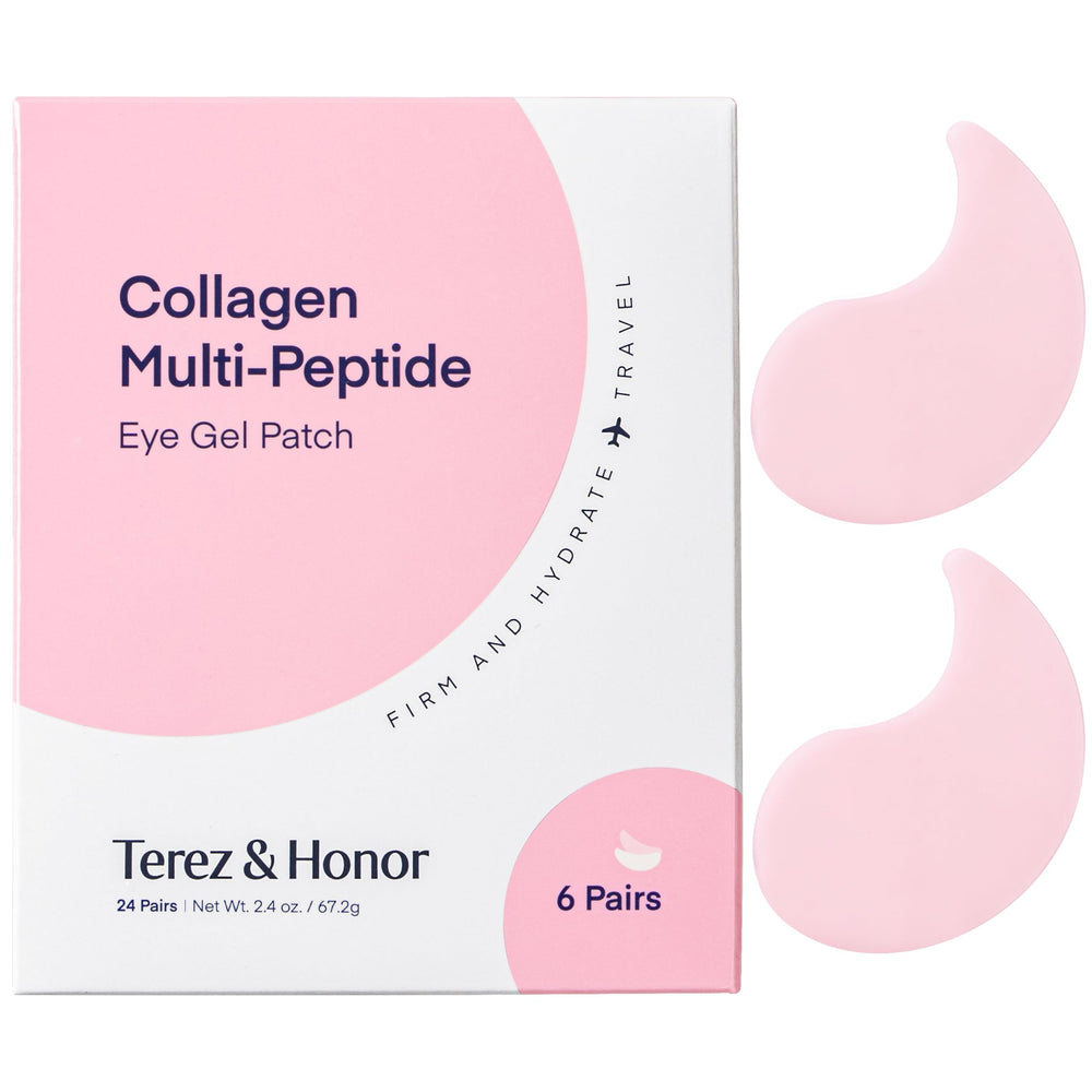 TEREZ & HONOR collagen under eye patches in packaging for travel-friendly self-care