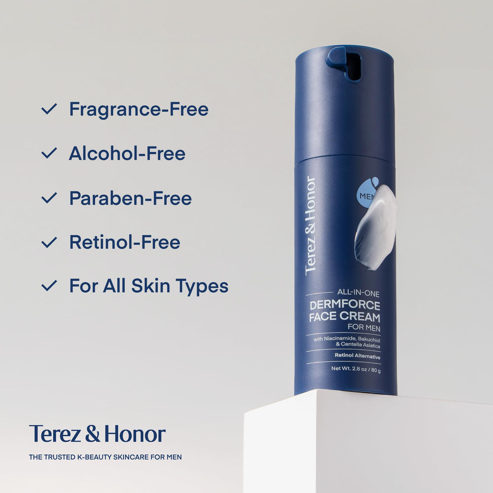 Clean packaging design of TEREZ & HONOR DermForce 6-in-1 cream.