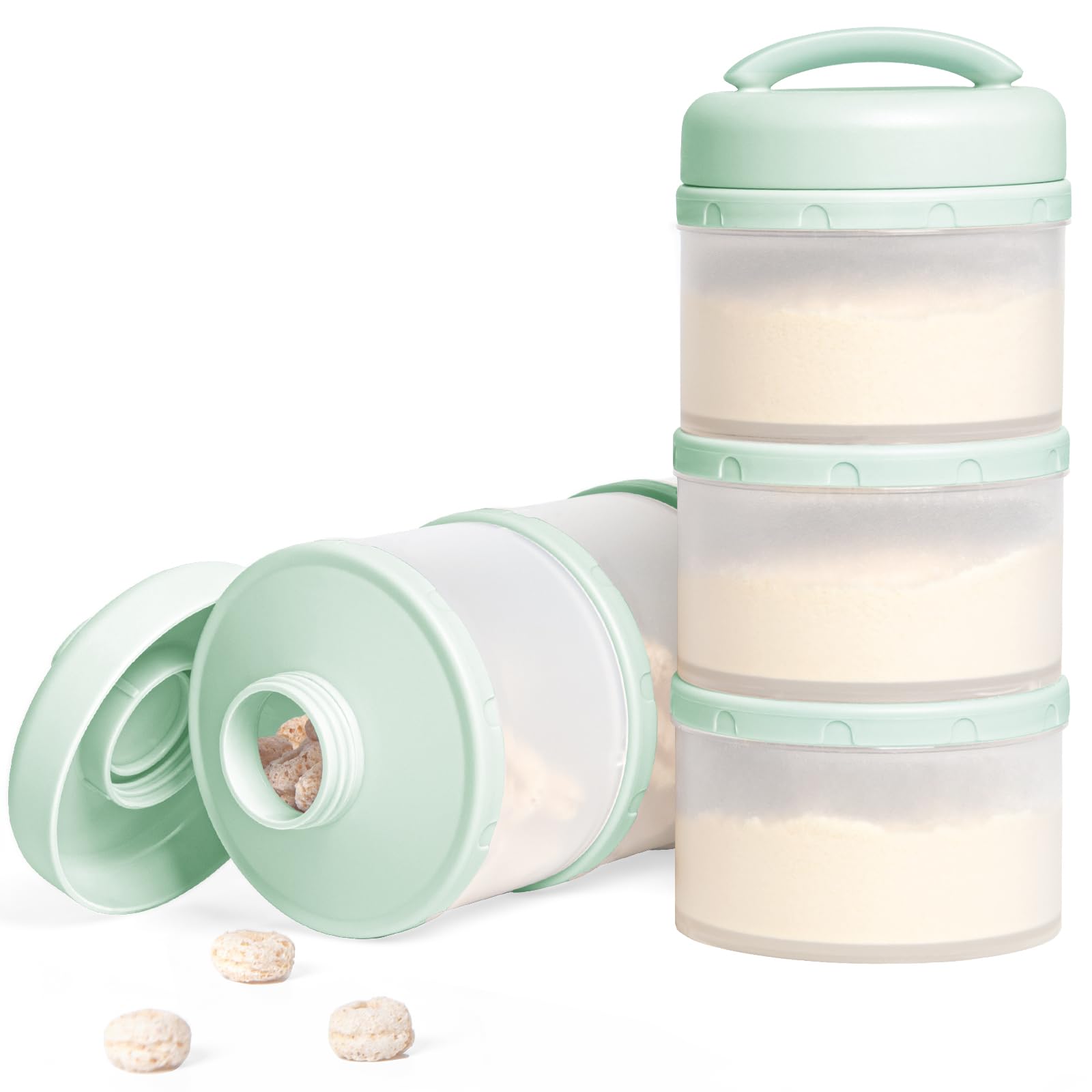 Termichy stackable dispenser front view, compact for convenient on-the-go feeding.