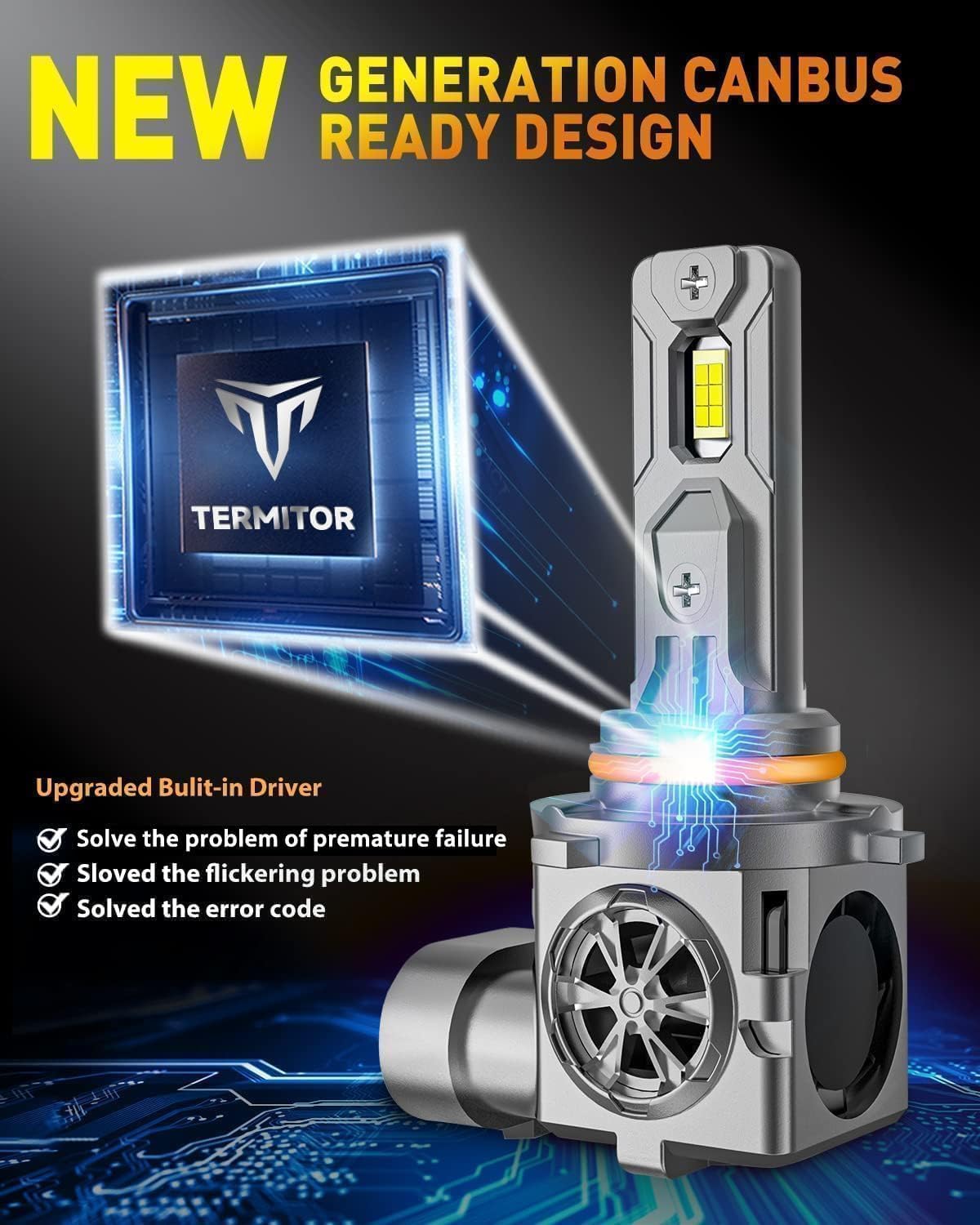 Termitor 9005 9006 bulbs dual cooling keeps performance stable