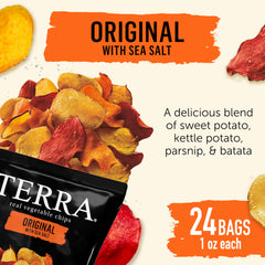 Terra Chips bulk 24-pack banner highlighting convenient lunchbox option.