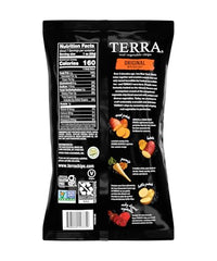 Terra Original Sea Salt variety chips on a board show natural colors.