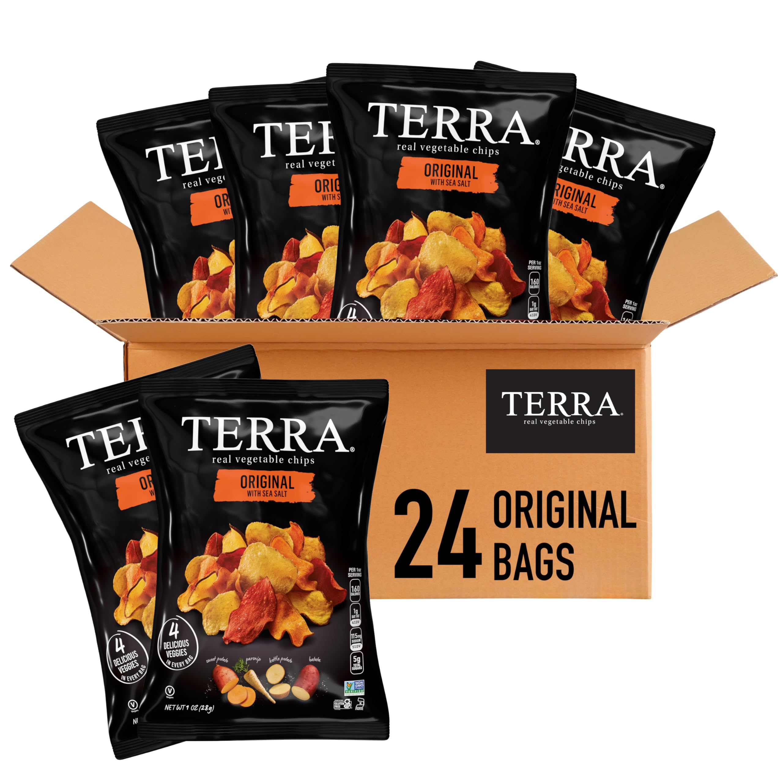 Terra Chips Sea Salt 1oz bag front for on-the-go snacking.