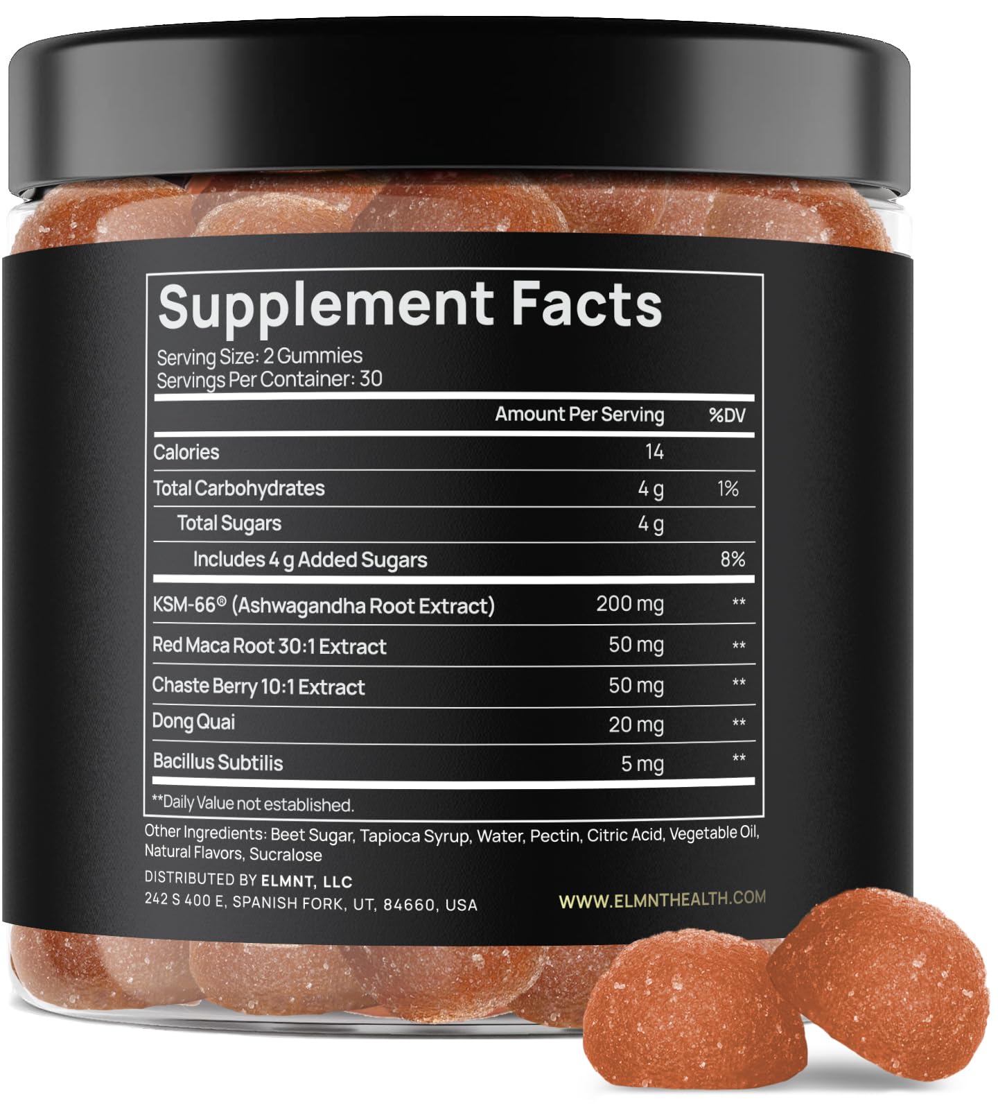 Terra Elmnt Ashwagandha KSM-66 close-up; suggests stress support and mood balance.