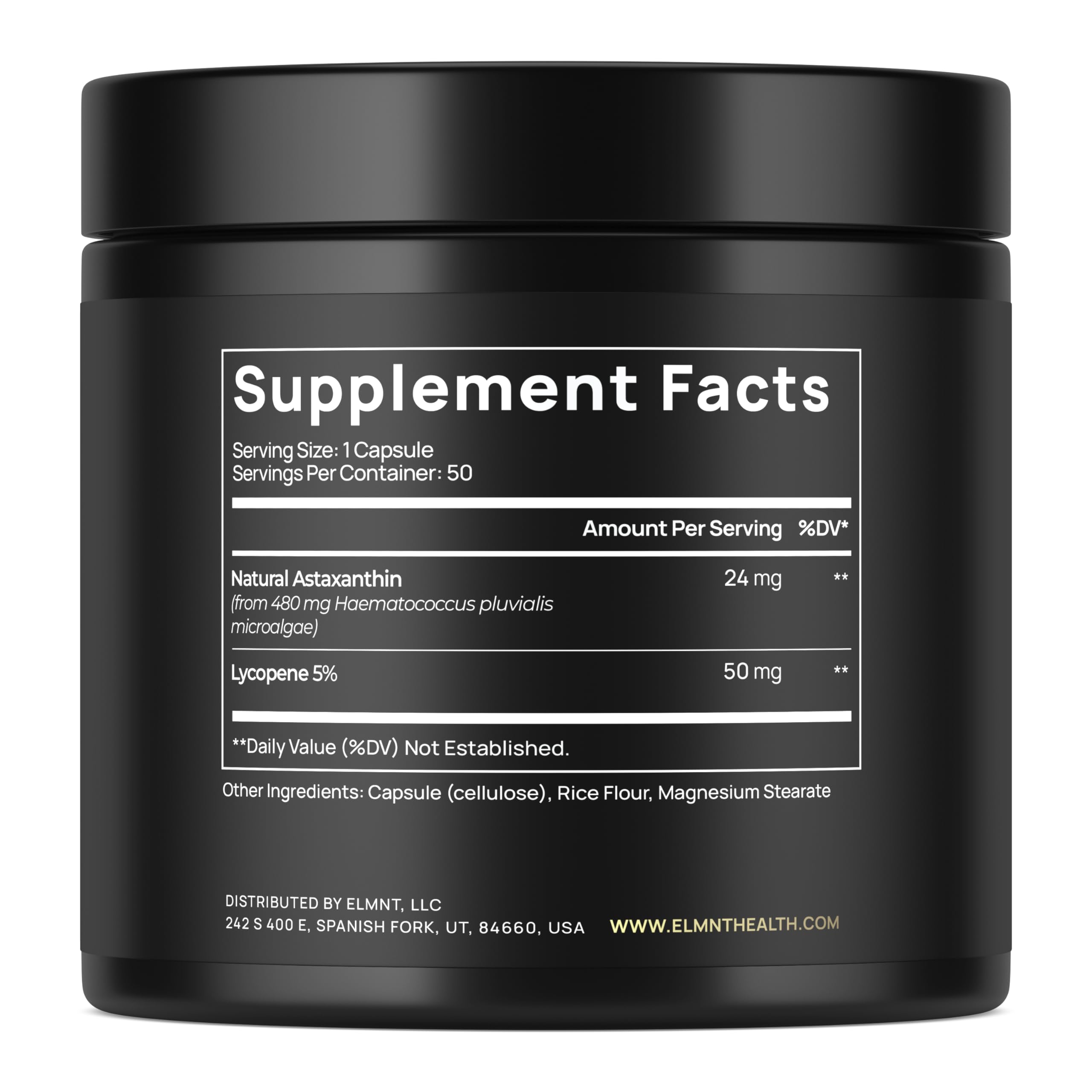 Terra Elmnt astaxanthin-lycopene capsules close-up highlighting skin health potential.