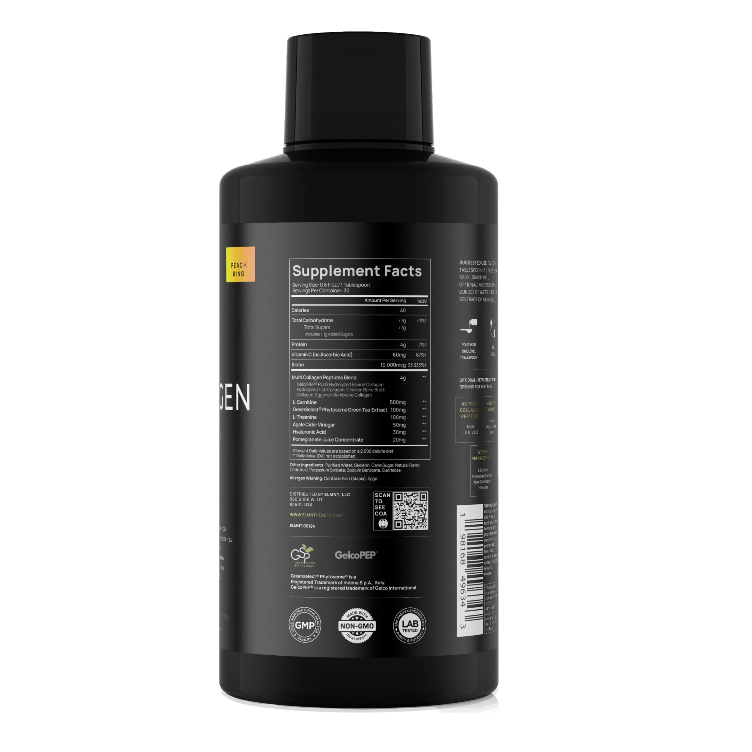 Terra Elmnt collagen shot with 4,000 mg multi-collagen blend for hair and skin.