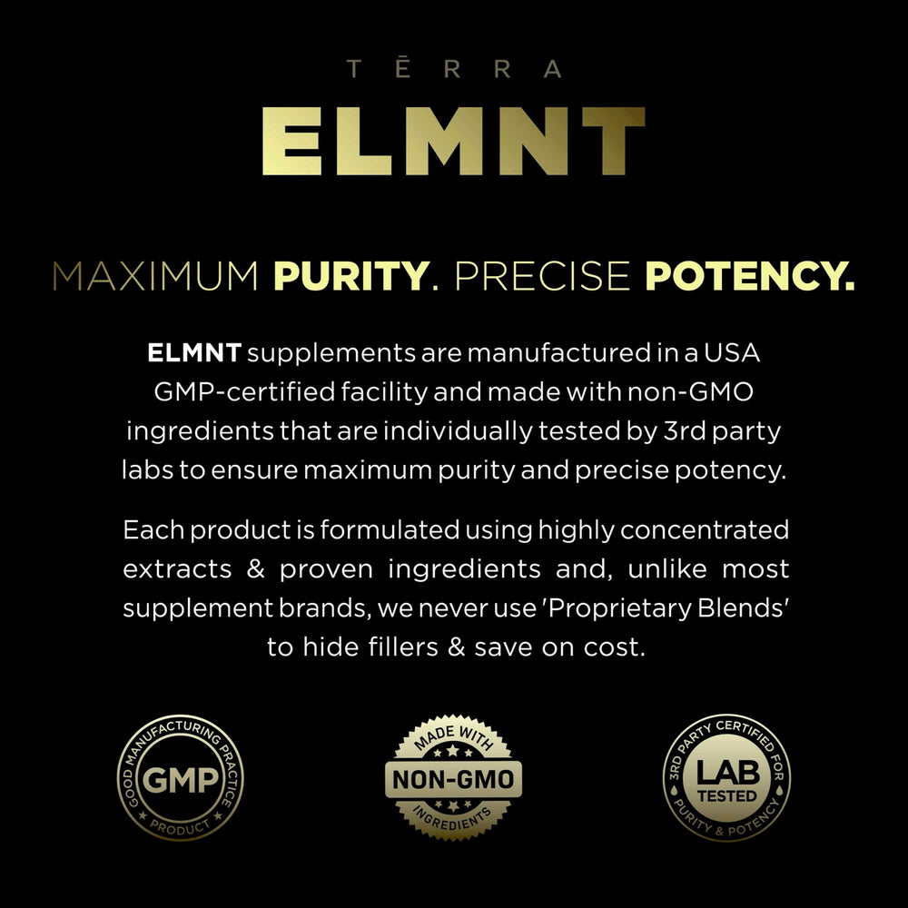Terra Elmnt ELMNT Burn close-up shows Biotin and Hyaluronic acid ingredients