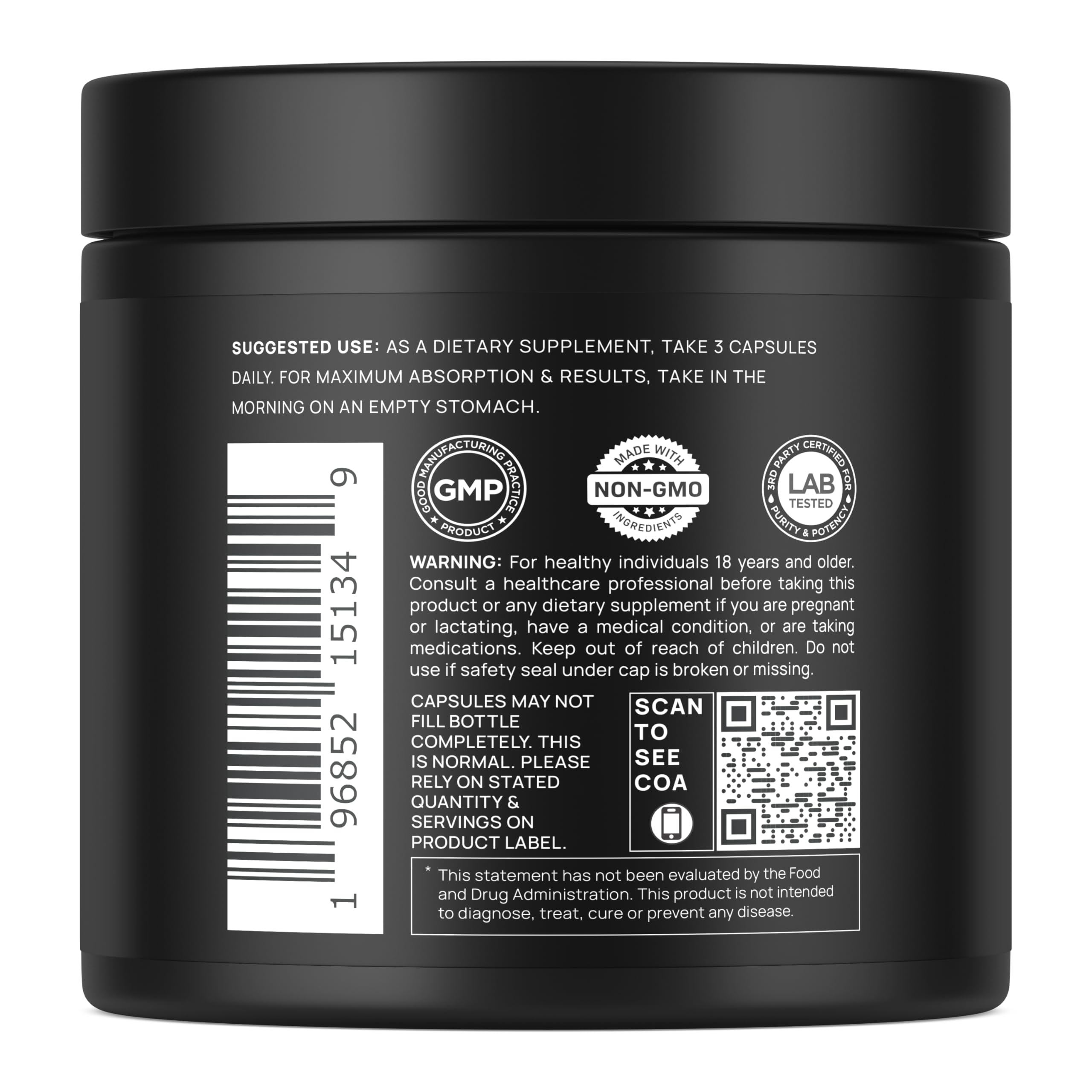 Terra Elmnt glutathione pills closeup emphasizing high-dose per serving